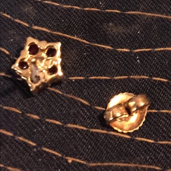 Ruby and diamond pierced earrings - Picture 8 of 8